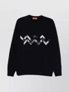 Missoni Knitted Crew Neck Sweater With Zigzag Detail In Black
