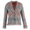 Missoni Knitted Fringed Single-breasted Jacket In Multicolor Wool In Multi