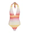 Missoni Halterneck Crochet Swimsuit In Red