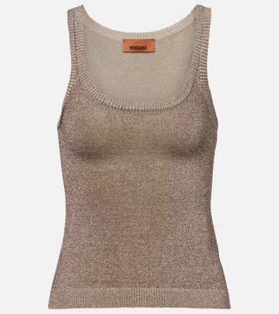 Missoni Knitted Lamé Tank Top In Gold