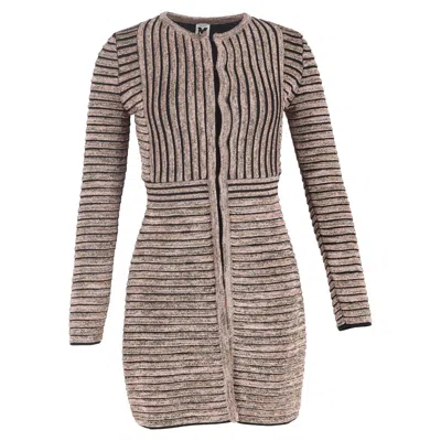 Missoni Knitted Lurex Mini Dress In Rose Gold Wool In Pink