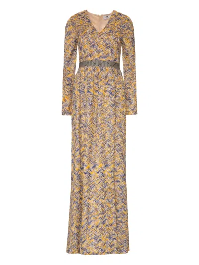 Missoni Knitted Long Dress In Multicolor
