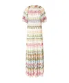 Missoni Short Sleeve Long Dress With Floral Lace Details In Multicoloured