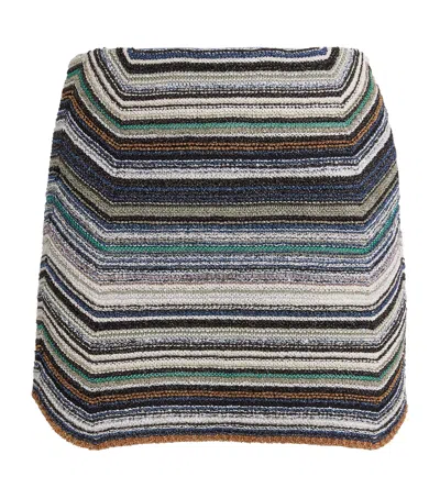 Missoni Metallic Striped Knitted Skirt In Gray