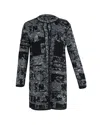 Missoni Knitted Midi Coat In Blue And Black Cotton In Black