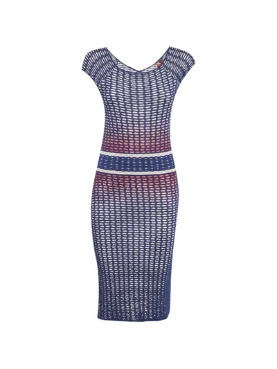 Pre-owned Missoni Knitted Midi Dress In Blue