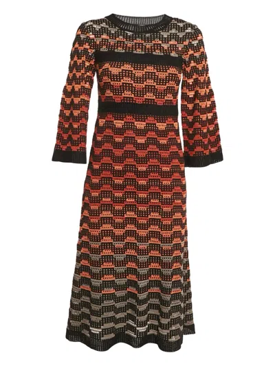 Pre-owned Missoni Knitted Midi Dress In Orange