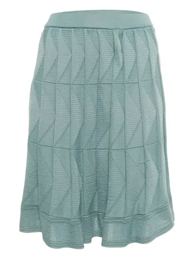 Pre-owned Missoni Knitted Mini Skirt In Blue
