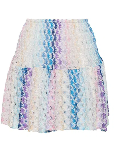 Missoni Lace-detail Knitted Mini Skirt In Blue