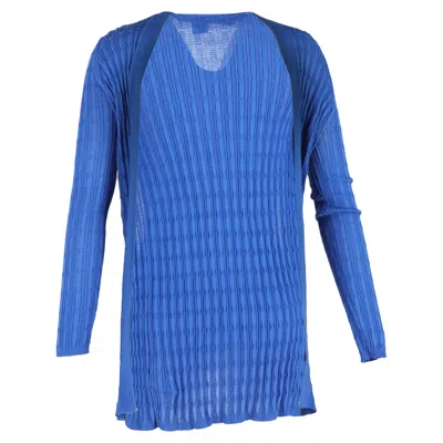 Missoni Knitted Open Cardigan In Blue Cotton