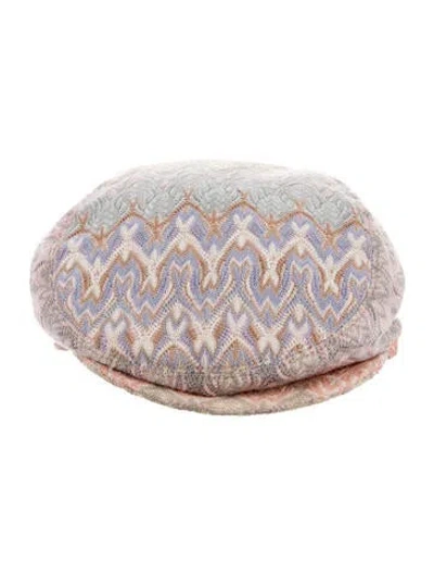 Pre-owned Missoni Knitted Pattern Print Newsboy Hat In Multi