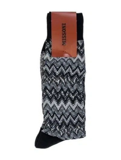 Pre-owned Missoni Knitted Patterned Ankle Socks W/tags In Blue