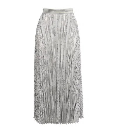 Missoni Knitted Pleated Midi Skirt In Gray