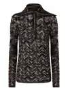 Missoni High-neck Buttoned Sweater With Chevron Pattern In Black