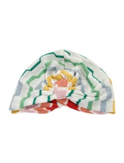 Pre-owned Missoni Knitted Printed Turban In White