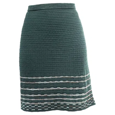 Missoni Knitted Stripe-accent Mini Skirt In Olive Viscose In Green