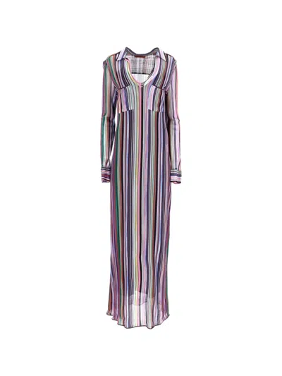 Pre-owned Missoni Knitted Stripe Maxi Dress In Black