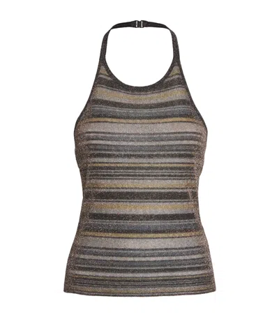 Missoni Knitted Stripe Tank Top In Brown