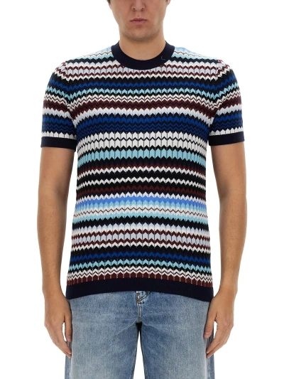 Missoni Knitted T-shirt In Blue