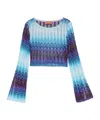 Missoni Cropped Glitter Knit Top With Zigzag Embroidery In Multi