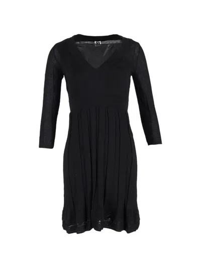 Pre-owned Missoni Knitted V-neck Mini Dress In Black
