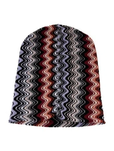 Pre-owned Missoni Knitted Wool Beanie In Black/red