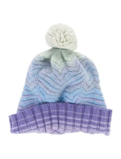Pre-owned Missoni Knitted Wool Pom Pom Beanie In Multi