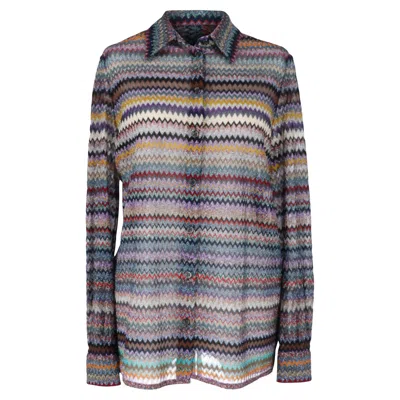 Missoni Knitted Zig-zag Shirt In Multicolor Viscose