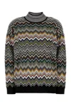 Missoni Chevron Pattern Mock Neck Knit Sweater In Black