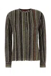 Missoni Knit Shirt Embroidered Striped Pattern In Brown