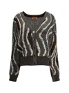 Missoni Womens Brown Tones Stripes Metallic V-neck Knitted Cardigan In Black