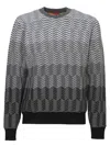 Missoni Textured Knitwear With Chevron Pattern And Feel In Grey