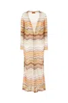Missoni Multicolor Long Dress With Decorative Sequins And Zig Zag Motif In Viscose Blend Woman In Multi Silver Wht Pink