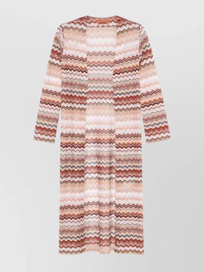 Missoni Knitwear V-neck Longline Textured Lightweight In Pink