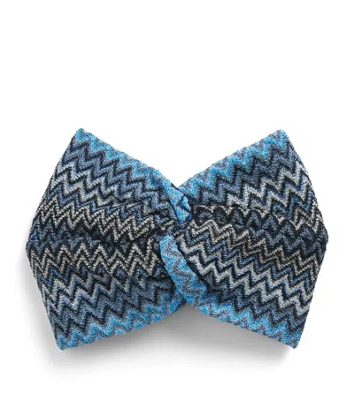 Missoni Knot-front Zigzag Headband In Blue