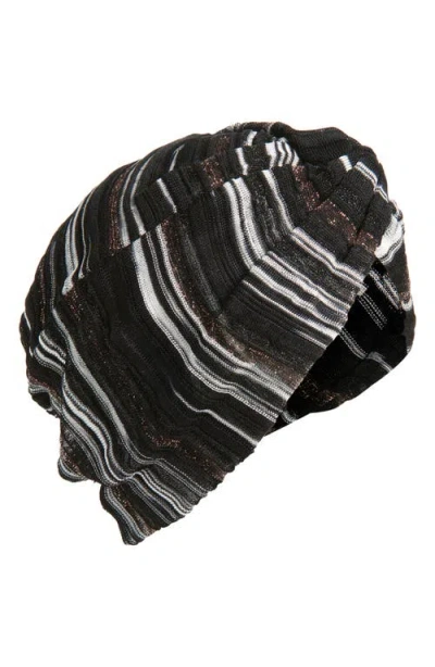 Missoni Knotted Stripe Head Wrap In Gray