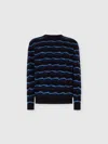 Missoni Zigzag Stripe Cotton Blend Crewneck Sweater In Blue