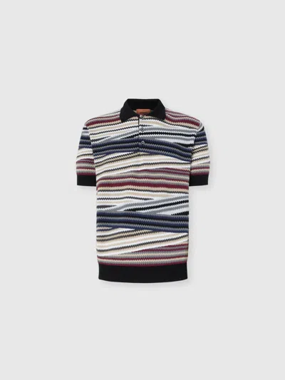 Missoni Short Sleeve Polo With Buttons And Striped Zigzag Pattern In Multi