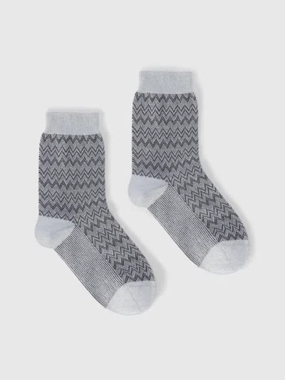 Missoni Kurze Lamé-stricksocken Mit Zickzackmuster In Multi