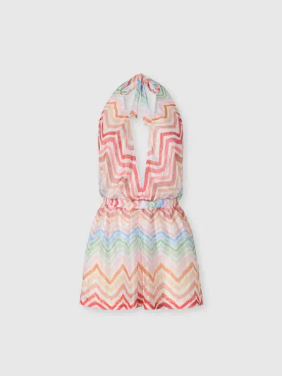 Missoni Kurzer Jumpsuit Aus Stoff Mit Zig Zag-print In Rosa