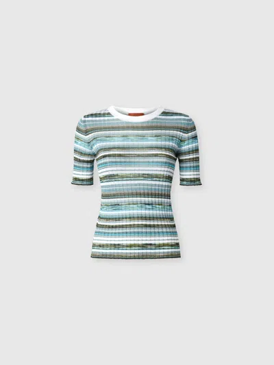 Missoni Kurzärmelig Gerippter Pullover Aus Viskosemischung In Multi