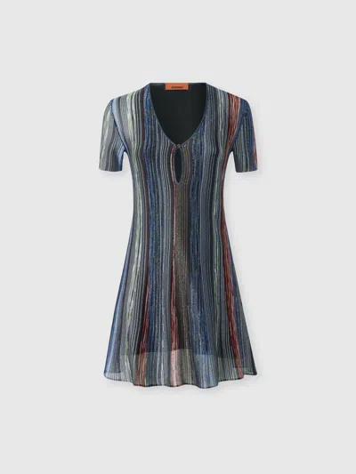 Missoni Kurzärmeliges Gestreiftes Minikleid In Mehrfarbig