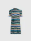 Missoni Women Zig Zag Motif Wool Mini Dress In Blue,multicoloured