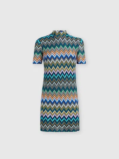 MISSONI KURZÄRMELIGES MINIKLEID AUS ZICK-ZACK-VISKOSE