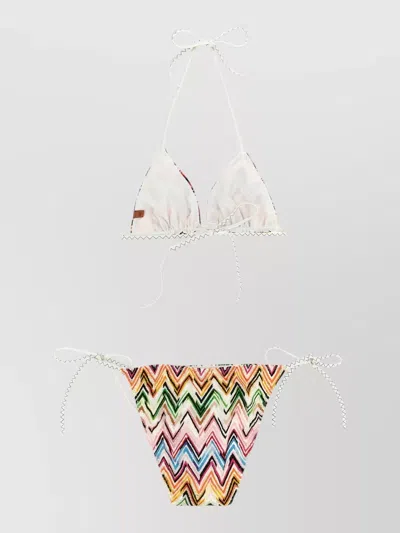 Missoni Lace Bikini Set Triangle Halter Low Rise In Multi