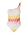 Missoni Lace-effect One-shoulder One-piece Swimming Costume With Lurex In Multi