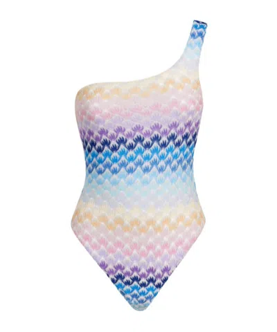 Missoni Lace-effect One-shoulder One-piece Swimming Costume With Lurex In White