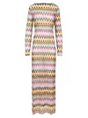 Missoni Multicolor Long Dress With All-over Zig Zag Motif In Fabric Woman