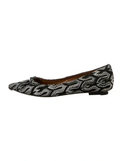 Pre-owned Missoni Lace Pattern Bow Accents Ballet Flats In Grey