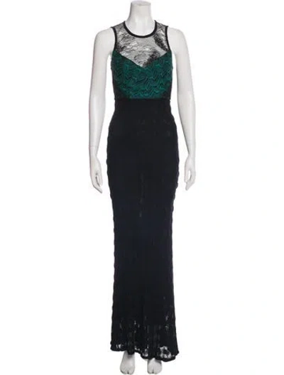 Pre-owned Missoni Lace Pattern Long Dress In Black